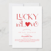 Lucky in Love Red Heart Bridal Shower Kaart (Voorkant)