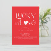 Lucky in Love Red Heart Bridal Shower Kaart (Staand voorkant)