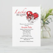 Lucky in Love Red Roses Bridal Shower Invitation Kaart (Staand voorkant)