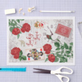 Lucky in Love, Red Roses, Queen of Hearts Collage Tissuepapier (Craft)