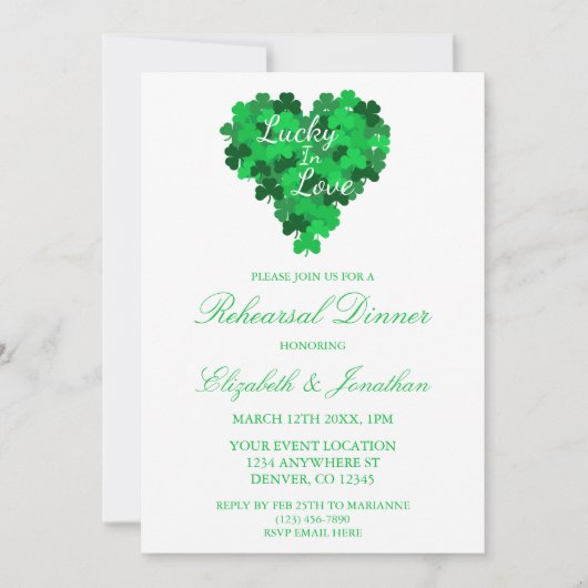 Lucky In Love Rehearsal Dinner Kaart (Voorkant)