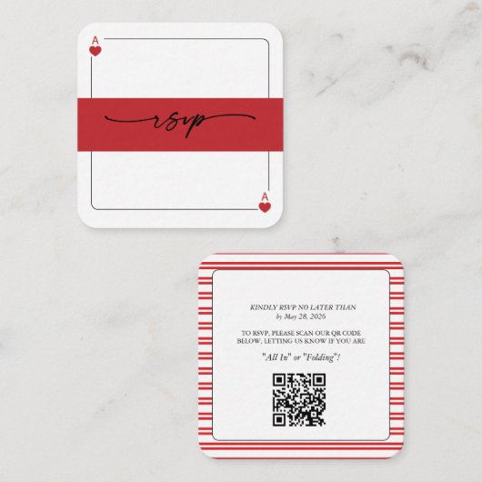 Lucky in Love RSVP QR Code Enclosure Card Informatiekaartje (Voorkant / Achterkant)