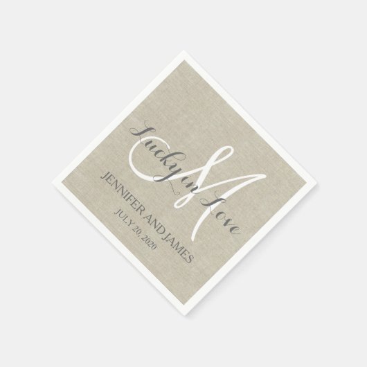 Lucky in Love Rustieke Trouwpapier Servetten (Hoek)