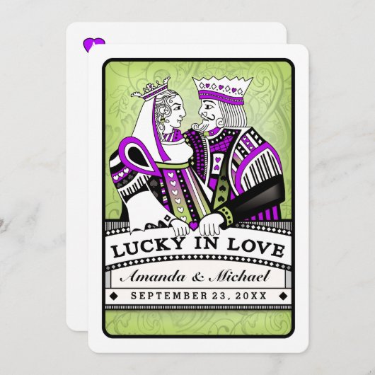 Lucky in Love Samen met Families Bruiloft Kaart (Voorkant / Achterkant)
