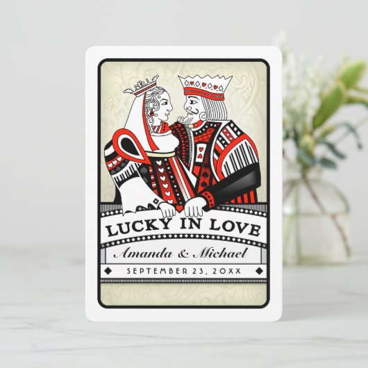 Lucky in Love - Samen met - Uitnodiging voor bruil (Staand voorkant)