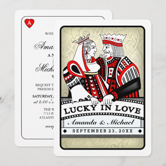 Lucky in Love - Samen met - Uitnodiging voor bruil (Voorkant / Achterkant)