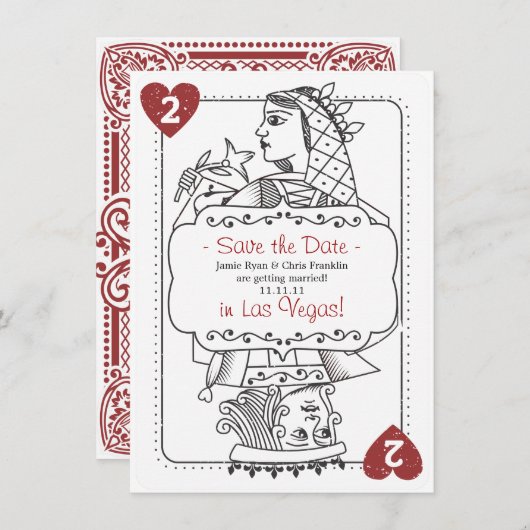 Lucky in Love Save the Date - 2 of Hearts (Voorkant / Achterkant)
