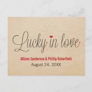 Lucky in Love Save the Date Briefkaart, Red Aankondigingskaart