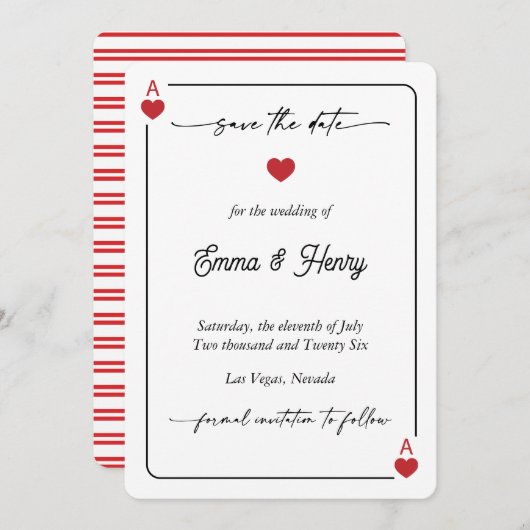 Lucky in Love Save the Date Invitation (Voorkant / Achterkant)