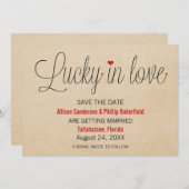 Lucky in Love Save the Date, Red Kaart (Voorkant / Achterkant)
