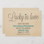 Lucky in Love Save the Date, Teal Save The Date (Voorkant / Achterkant)