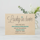 Lucky in Love Save the Date, Turkoois Save The Date (Staand voorkant)