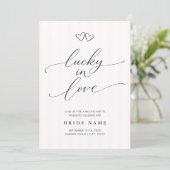 Lucky in Love Script Streep Bachelorette Weekend Kaart (Staand voorkant)