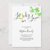 Lucky in Love Shamrock and Hoefijzer Vrijgezellenf Kaart (Voorkant)