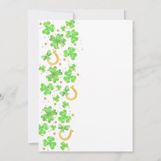 Lucky in Love Shamrock and Hoefijzer Vrijgezellenf Kaart (Achterkant)