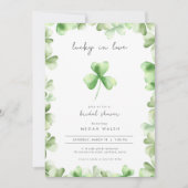 Lucky in Love Shamrock Bridal Shower Invitation Kaart (Voorkant)