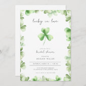 Lucky in Love Shamrock Bridal Shower Invitation Kaart (Voorkant / Achterkant)