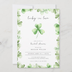 Lucky in Love Shamrock Bridal Shower Invitation Kaart