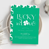 Lucky in Love Shamrock Green Bridal Shower Kaart
