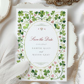 Lucky in Love Shamrock & Hearts Save the Date Kaar Kaart