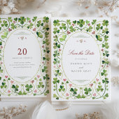 Lucky in Love Shamrock & Hearts Save the Date Kaar Kaart