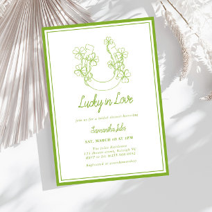 Lucky in Love Shamrock Hoefijzer Bruidsdouche Kaart
