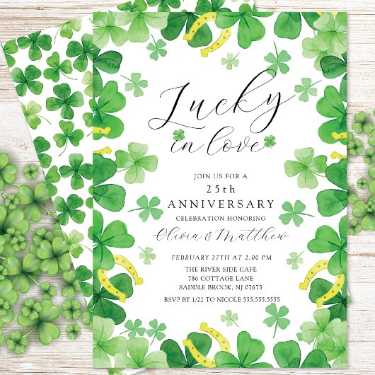 Lucky in Love Shamrock Jubileum Invitation Kaart