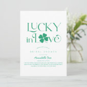 Lucky in Love Shamrock White x Green Bridal Shower Kaart (Staand voorkant)