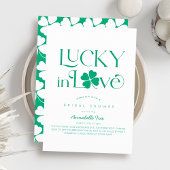 Lucky in Love Shamrock White x Green Bridal Shower Kaart