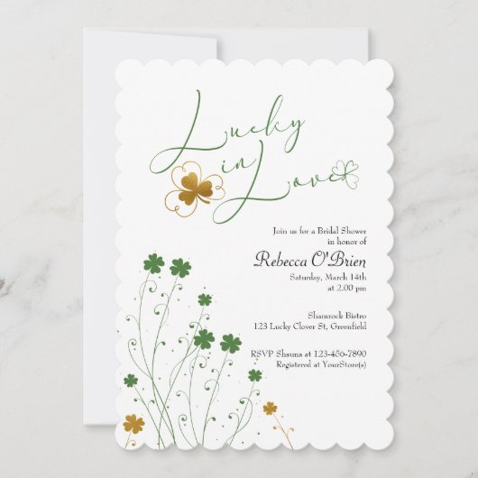 Lucky in Love Shamrock Wildflower Vrijgezellenfees Kaart (Voorkant)