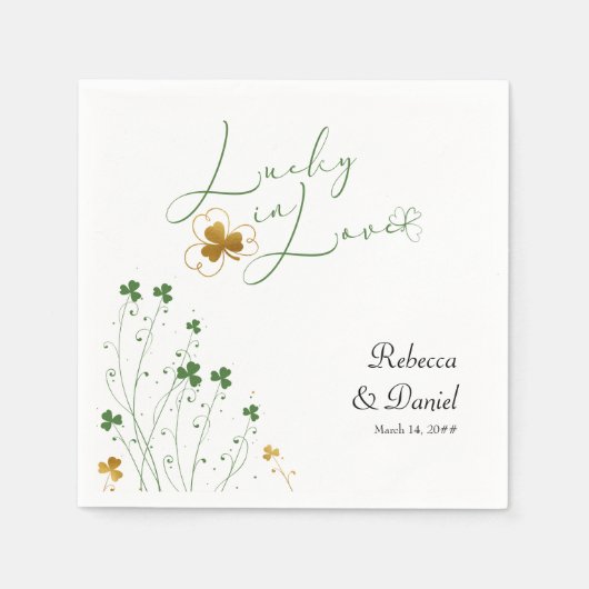 Lucky in Love Shamrock Wildflower Wedding Servet (Voorkant)