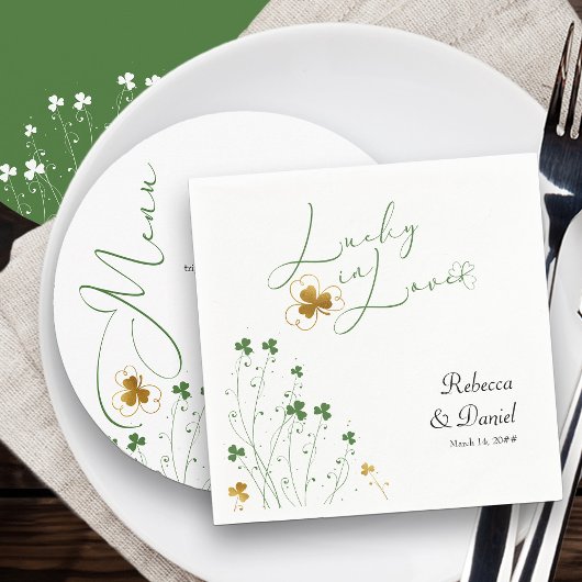Lucky in Love Shamrock Wildflower Wedding Servet