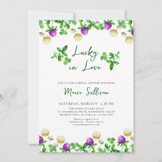 Lucky in Love Shamrocks en Clover Vrijgezellenfees Kaart (Voorkant)