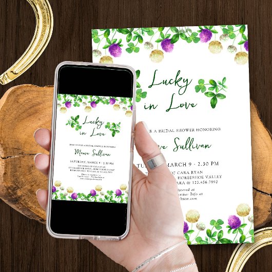 Lucky in Love Shamrocks en Clover Vrijgezellenfees Kaart