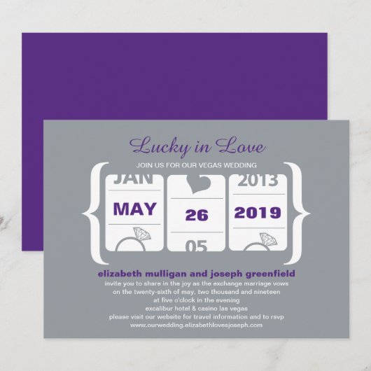 Lucky in Love Slot Machine Bruiloft Kaart (Voorkant / Achterkant)