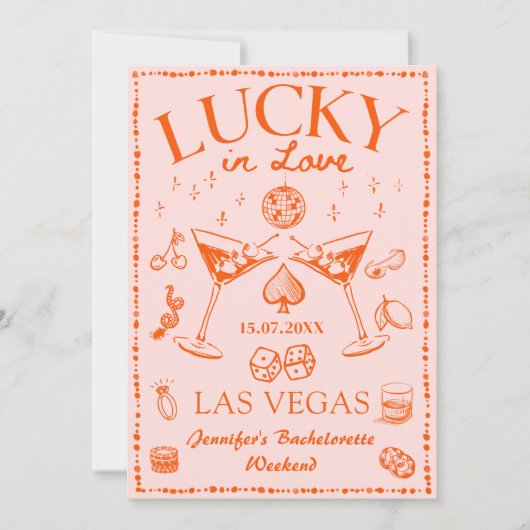 Lucky In Love Spelen Kaart Bachelorette Weekend (Voorkant)