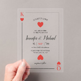 Lucky in Love Spelen Kaart Las Vegas Wedding Acryl Uitnodigingen