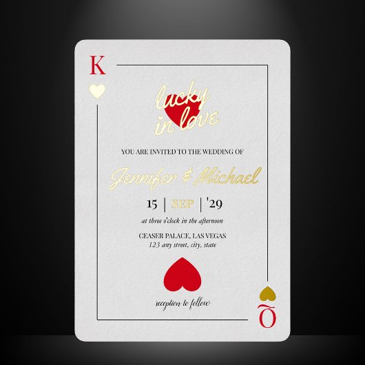 Lucky in Love Spelen Kaart Las Vegas Wedding Gold