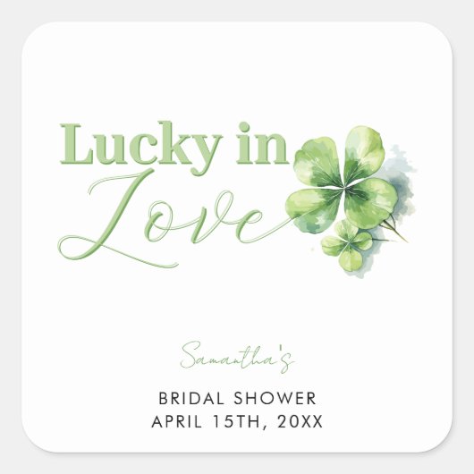 Lucky in Love St. Patrick's Bruiloftsfeest  Vierkante Sticker (Voorkant)