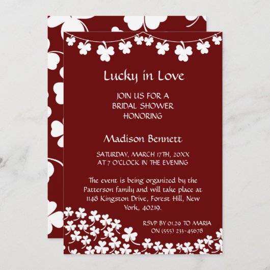 Lucky In Love St. Patrick's Day BABYShower KAART (Voorkant / Achterkant)