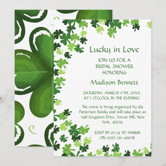 Lucky In Love St. Patrick's Day BABYShower KAART (Voorkant / Achterkant)