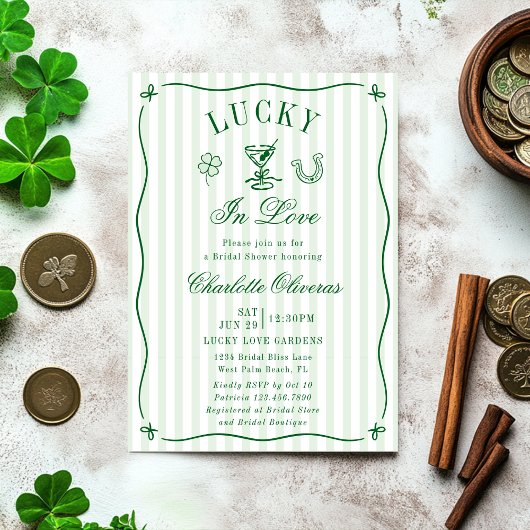 Lucky In Love St Patrick's Day Bridal Shower Kaart