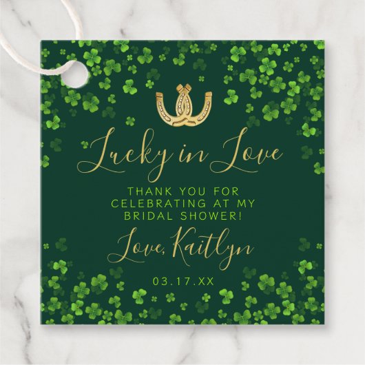 Lucky In Love St. Patrick's Day Bruidsfeest Bedankjes Labels (Voorkant)