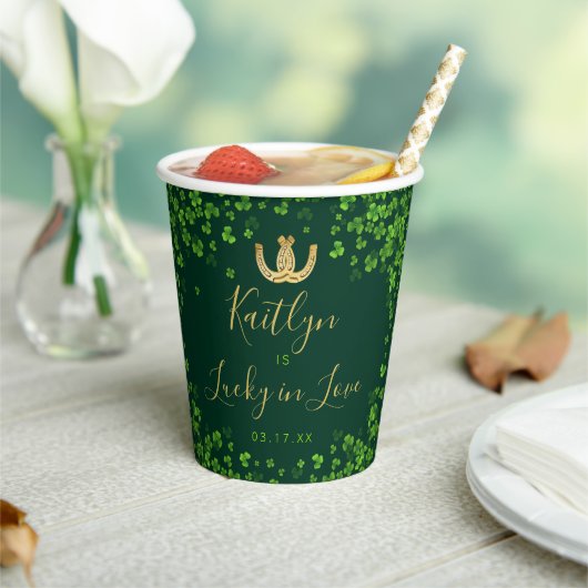 Lucky In Love St. Patrick's Day Bruidsfeest Papieren Bekers (Insitu)