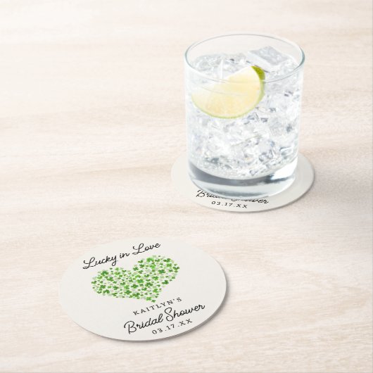 Lucky In Love St. Patrick's Day Bruidsfeest Ronde Kartonnen Onderzetter (Insitu)