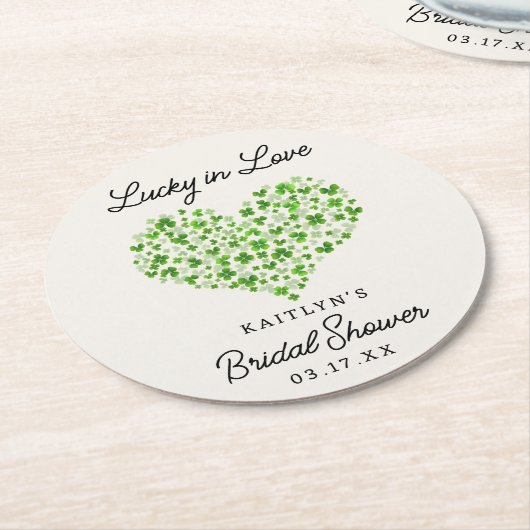 Lucky In Love St. Patrick's Day Bruidsfeest Ronde Kartonnen Onderzetter (Gebogen)