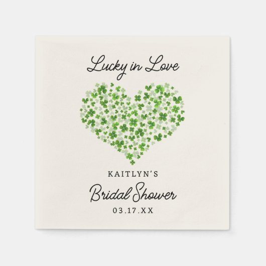 Lucky In Love St. Patrick's Day Bruidsfeest Servet (Voorkant)