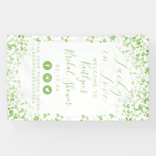 Lucky In Love St. Patrick's Day Bruidsfeest Spandoek (Horizontaal)