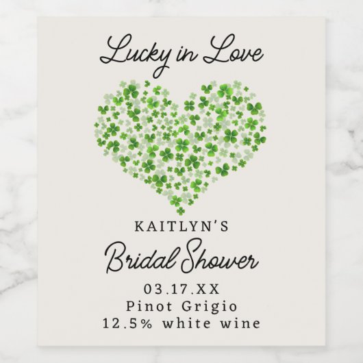 Lucky In Love St. Patrick's Day Bruidsfeest Wijn Etiket (Enkel label)