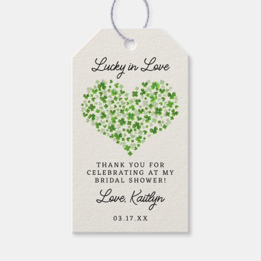 Lucky In Love St. Patrick's Day Vrijgezellenfeest Cadeaulabel (Voorkant)